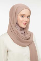 Kadın Tesettür Hijab Boneli Şifon Şal Vizon - Tek Ebat