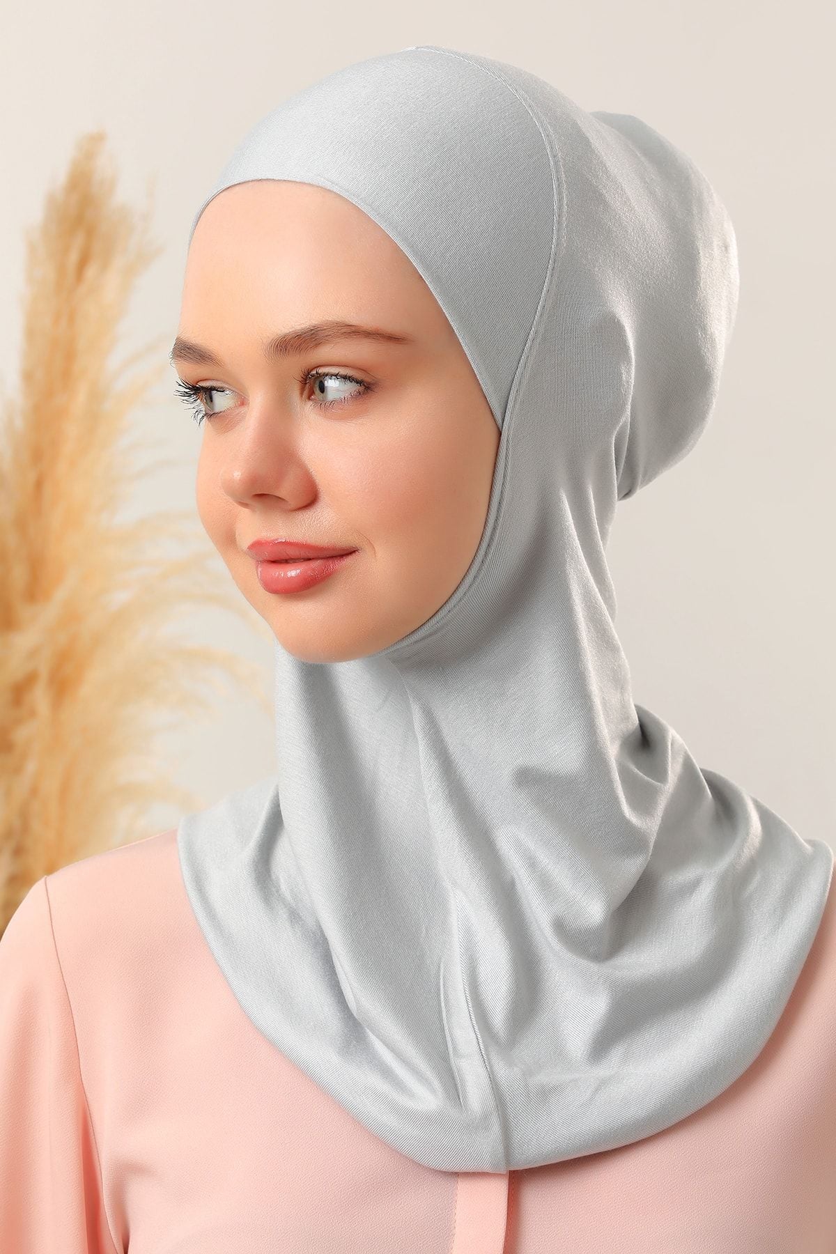 Kadın Tesettür Hijab Boneli Şifon Şal Gri - Standart