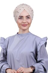 Kadın Tesettür İncili Taşlı Vera Dış Bone Taş Rengi - Standart
