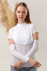 Kadın Tesettür Kolluk Boyunluk Seti Beyaz - Standart