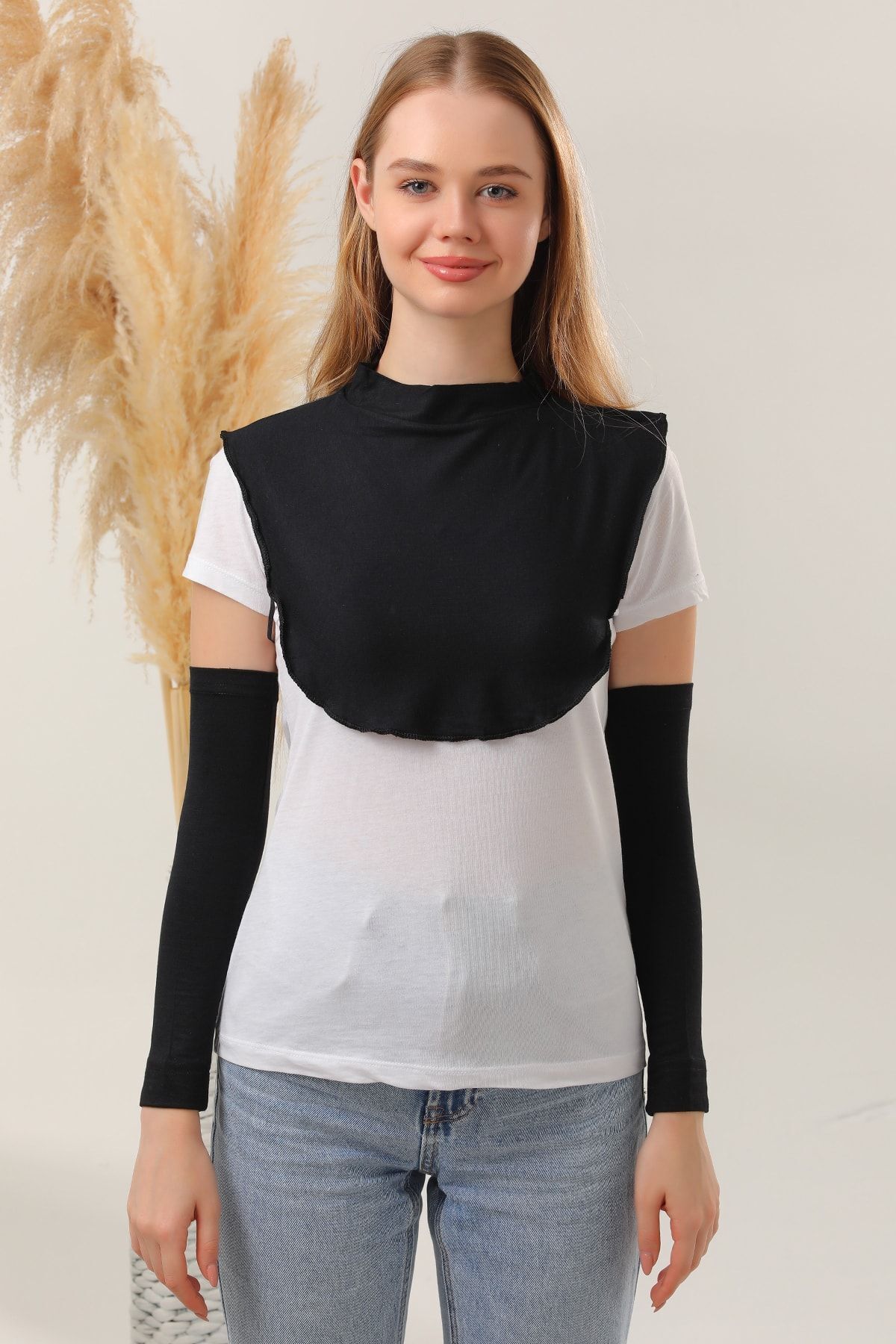 Kadın Tesettür Kolluk Boyunluk Seti Siyah - Standart