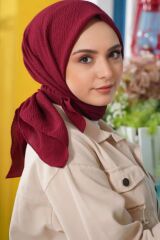 Kadın Tesettür Mio Caz Eşarp Hijab Bordo - Tek Ebat