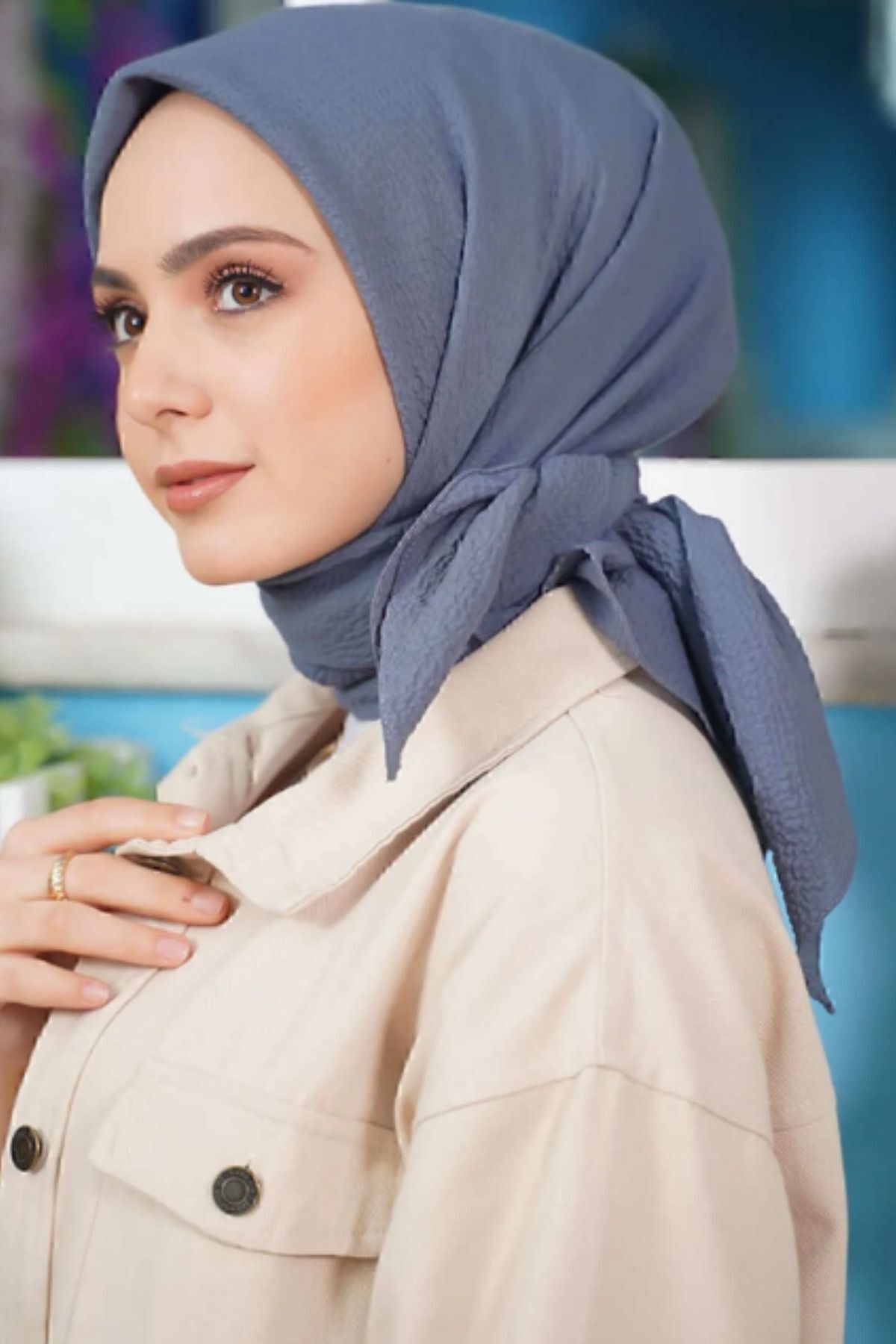 Kadın Tesettür Mio Caz Eşarp Hijab Gri - Tek Ebat