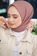 Kadın Tesettür Mio Caz Eşarp Hijab Gül Kurusu - Tek Ebat