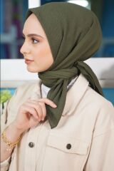 Kadın Tesettür Mio Caz Eşarp Hijab Haki - Tek Ebat