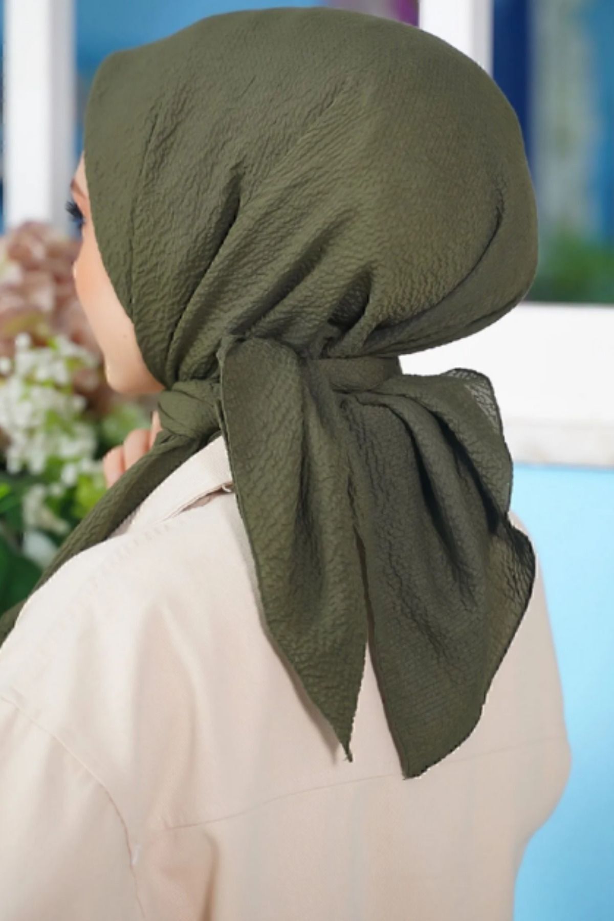 Kadın Tesettür Mio Caz Eşarp Hijab Haki - Tek Ebat