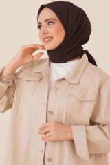 Kadın Tesettür Mio Caz Eşarp Hijab Kahverengi - Tek Ebat