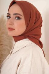 Kadın Tesettür Mio Caz Eşarp Hijab Kiremit - Tek Ebat