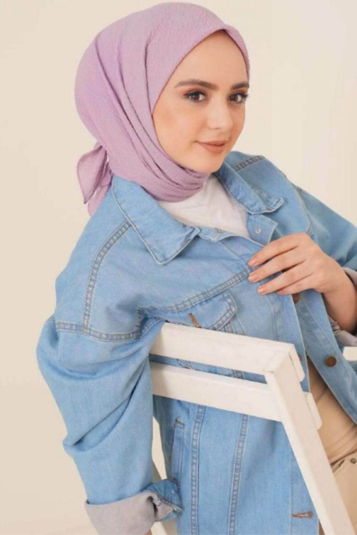 Kadın Tesettür Mio Caz Eşarp Hijab Lila - Tek Ebat