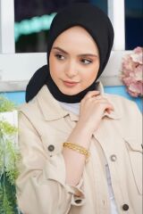 Kadın Tesettür Mio Caz Eşarp Hijab Siyah - Tek Ebat