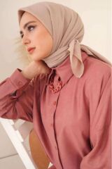 Kadın Tesettür Mio Caz Eşarp Hijab Sütlü Kahve - Tek Ebat