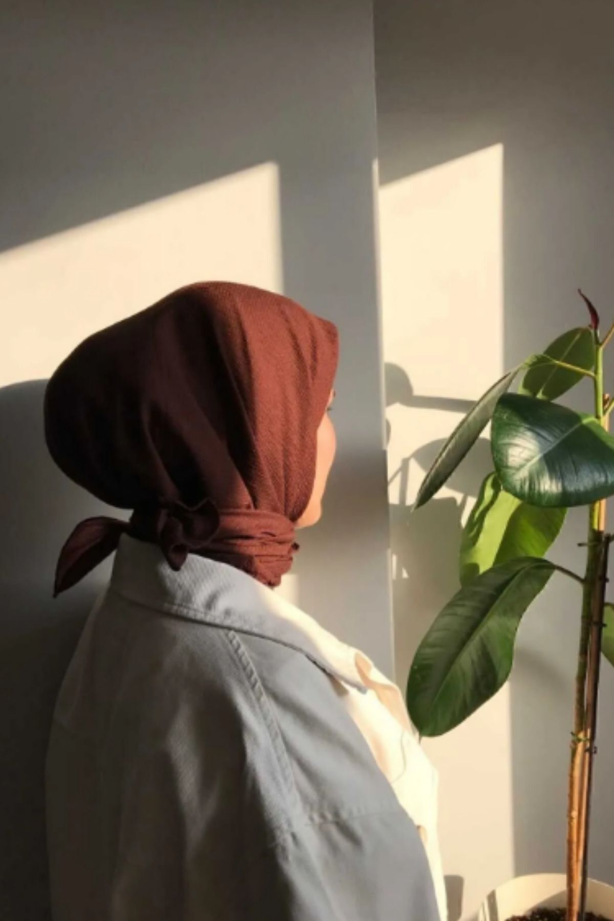 Kadın Tesettür Mio Caz Eşarp Hijab Taba - Tek Ebat