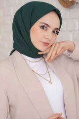 Kadın Tesettür Mio Caz Eşarp Hijab Zümrüt Yeşili - Tek Ebat