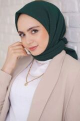 Kadın Tesettür Mio Caz Eşarp Hijab Zümrüt Yeşili - Tek Ebat