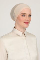 Kadın Tesettür Parisien Tüllü Climafit Likralı Nefes Alan Dikişsiz Parizyen Bone Bej - Standart