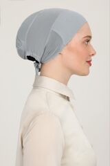 Kadın Tesettür Parisien Tüllü Climafit Likralı Nefes Alan Dikişsiz Parizyen Bone Gri - Standart