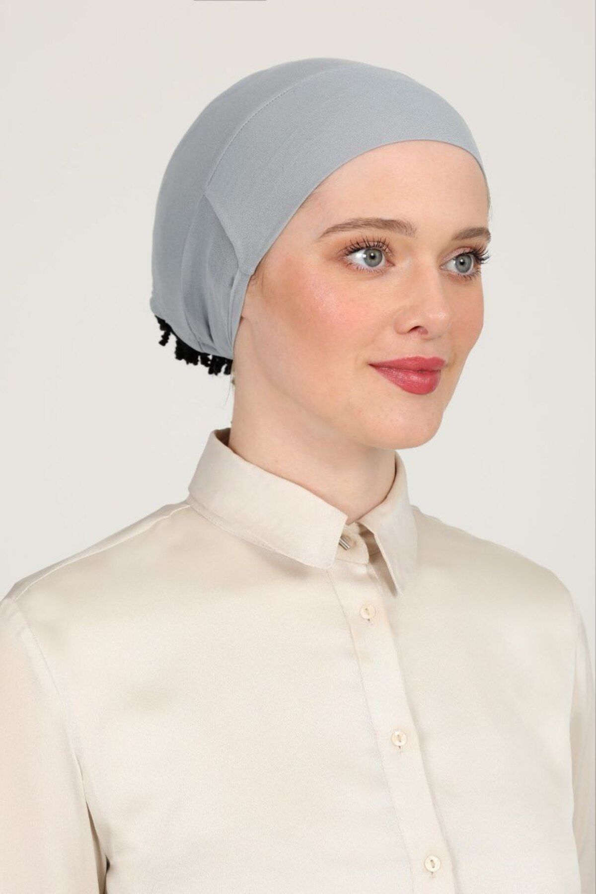 Kadın Tesettür Parisien Tüllü Climafit Likralı Nefes Alan Dikişsiz Parizyen Bone Gri - Standart