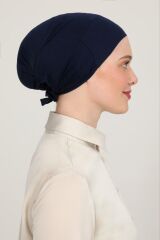 Kadın Tesettür Parisien Tüllü Climafit Likralı Nefes Alan Dikişsiz Parizyen Bone Lacivert - Standart