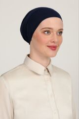 Kadın Tesettür Parisien Tüllü Climafit Likralı Nefes Alan Dikişsiz Parizyen Bone Lacivert - Standart