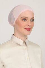 Kadın Tesettür Parisien Tüllü Climafit Likralı Nefes Alan Dikişsiz Parizyen Bone Pudra - Standart