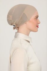 Kadın Tesettür Parisien Tüllü Climafit Likralı Nefes Alan Dikişsiz Parizyen Bone Sütlü Kahve - Standart