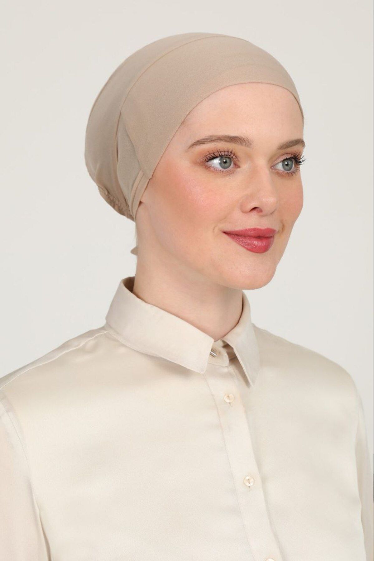 Kadın Tesettür Parisien Tüllü Climafit Likralı Nefes Alan Dikişsiz Parizyen Bone Sütlü Kahve - Standart