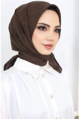 Kadın Tesettür Pratik Bambu Kraş Eşarp Acı Kahve - 100 x 100