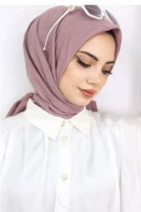 Kadın Tesettür Pratik Bambu Kraş Eşarp Açık Gül Kurusu - 100 x 100