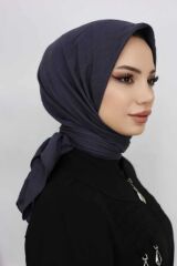 Kadın Tesettür Pratik Bambu Kraş Eşarp Antrasit - 100 x 100