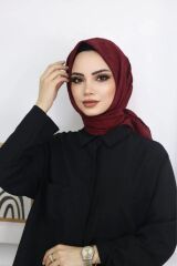 Kadın Tesettür Pratik Bambu Kraş Eşarp Bordo - 100 x 100