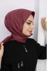 Kadın Tesettür Pratik Bambu Kraş Eşarp Gül Kurusu - 100 x 100