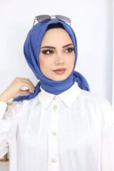 Kadın Tesettür Pratik Bambu Kraş Eşarp İndigo - 100 x 100