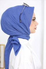 Kadın Tesettür Pratik Bambu Kraş Eşarp İndigo - 100 x 100