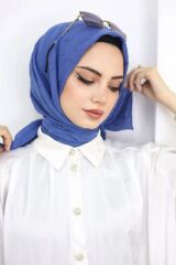 Kadın Tesettür Pratik Bambu Kraş Eşarp İndigo - 100 x 100