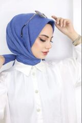 Kadın Tesettür Pratik Bambu Kraş Eşarp İndigo - 100 x 100