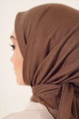 Kadın Tesettür Pratik Bambu Kraş Eşarp Kahverengi - 100 x 100