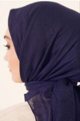 Kadın Tesettür Pratik Bambu Kraş Eşarp Lacivert - 100 x 100