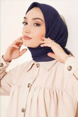 Kadın Tesettür Pratik Bambu Kraş Eşarp Lacivert - 100 x 100