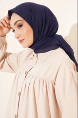 Kadın Tesettür Pratik Bambu Kraş Eşarp Lacivert - 100 x 100