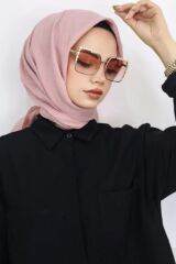 Kadın Tesettür Pratik Bambu Kraş Eşarp Pudra - 100 x 100
