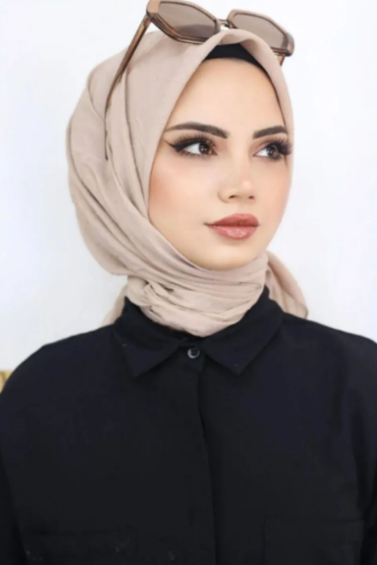 Kadın Tesettür Pratik Bambu Kraş Eşarp Taş Rengi - 100 x 100