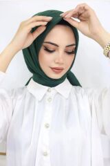 Kadın Tesettür Pratik Bambu Kraş Eşarp Zümrüt Yeşili - 100 x 100
