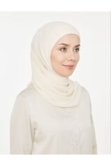 Kadın Tesettür Pratik Boru Boneli Hazır Şifon Şal Beyaz - Tek Ebat