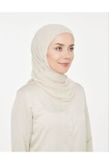 Kadın Tesettür Pratik Boru Boneli Hazır Şifon Şal Ekru - Tek Ebat