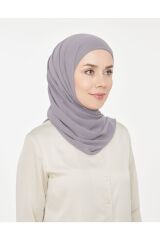 Kadın Tesettür Pratik Boru Boneli Hazır Şifon Şal Koyu Gri - Tek Ebat