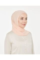 Kadın Tesettür Pratik Boru Boneli Hazır Şifon Şal Krem - Tek Ebat