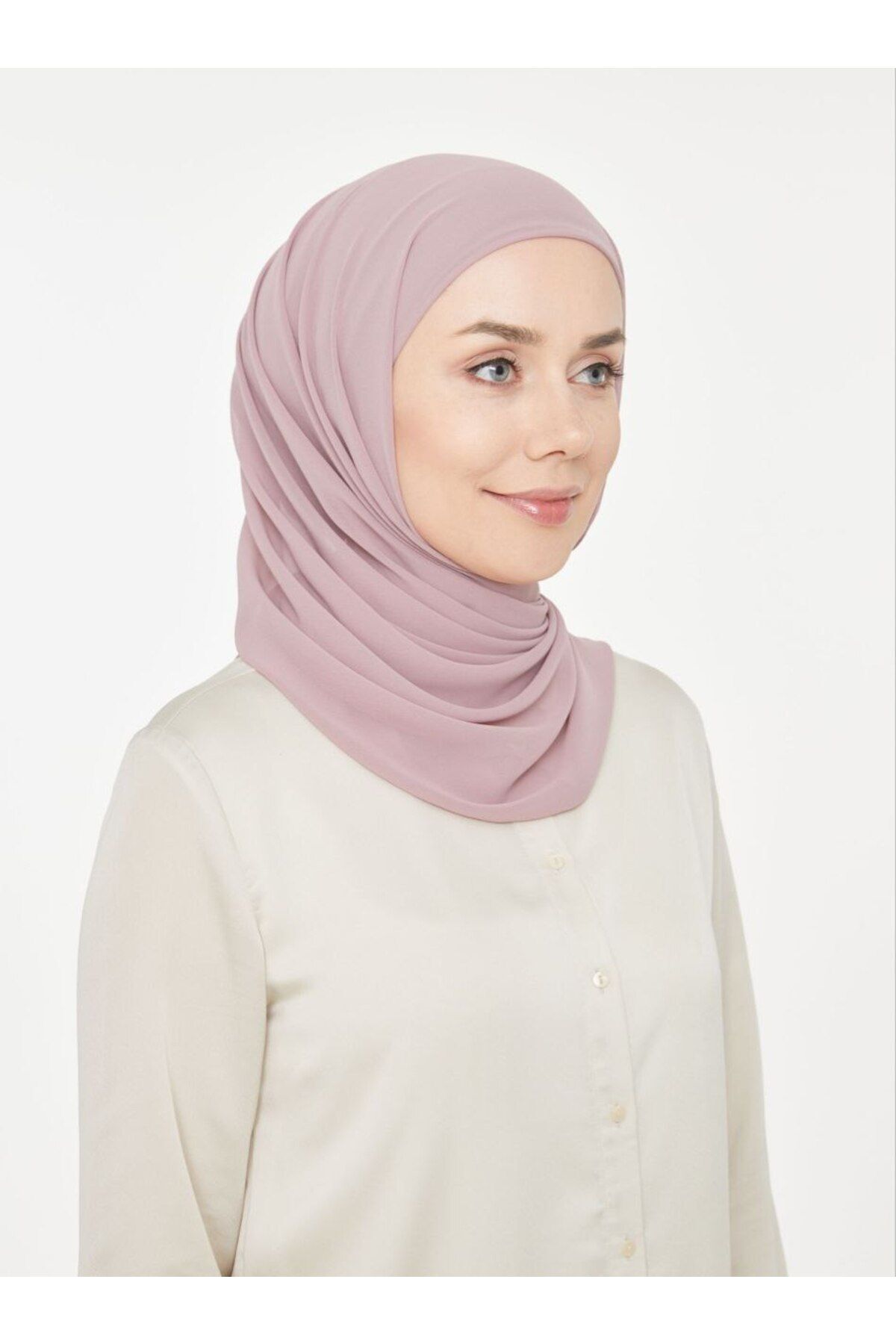Kadın Tesettür Pratik Boru Boneli Hazır Şifon Şal Lila - Tek Ebat