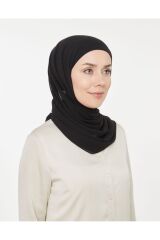 Kadın Tesettür Pratik Boru Boneli Hazır Şifon Şal Siyah - Tek Ebat