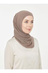 Kadın Tesettür Pratik Boru Boneli Hazır Şifon Şal Vizon - Tek Ebat