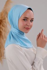 Kadın Tesettür Pratik Çıtçıtlı Sandy Deniz Havuz Uyumlu Fular Hazır Bone Bebe Mavisi - Standart